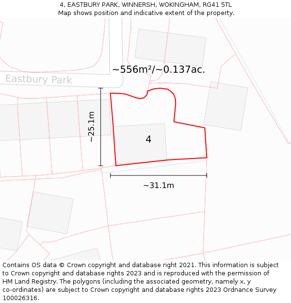 4, EASTBURY PARK, WINNERSH, WOKINGHAM, RG41 5TL: Plot and title map