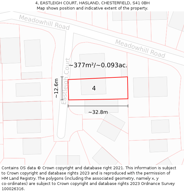 4, EASTLEIGH COURT, HASLAND, CHESTERFIELD, S41 0BH: Plot and title map