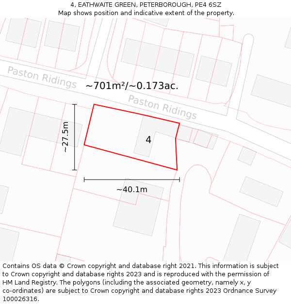 4, EATHWAITE GREEN, PETERBOROUGH, PE4 6SZ: Plot and title map