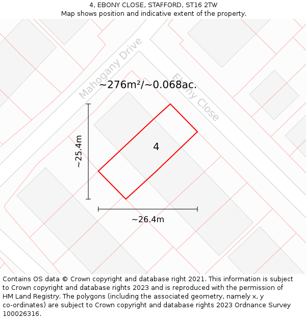 4, EBONY CLOSE, STAFFORD, ST16 2TW: Plot and title map