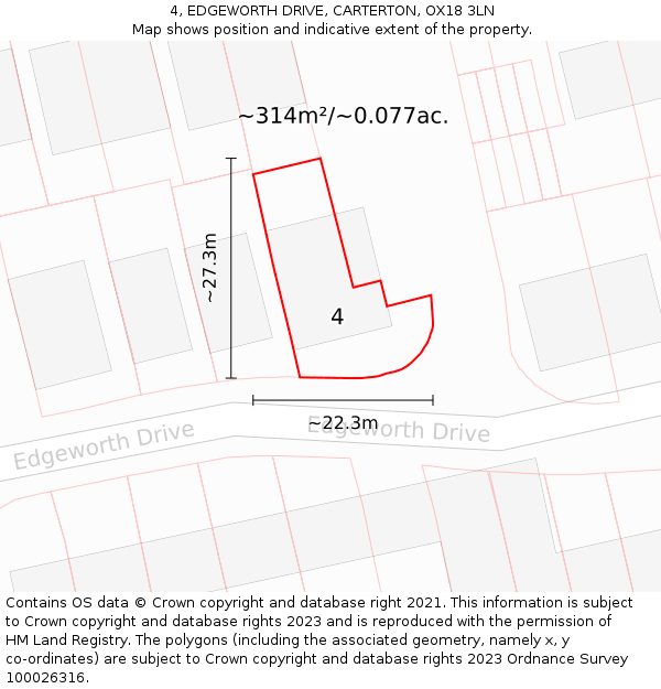 4, EDGEWORTH DRIVE, CARTERTON, OX18 3LN: Plot and title map