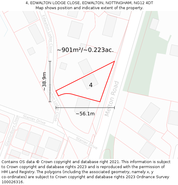 4, EDWALTON LODGE CLOSE, EDWALTON, NOTTINGHAM, NG12 4DT: Plot and title map