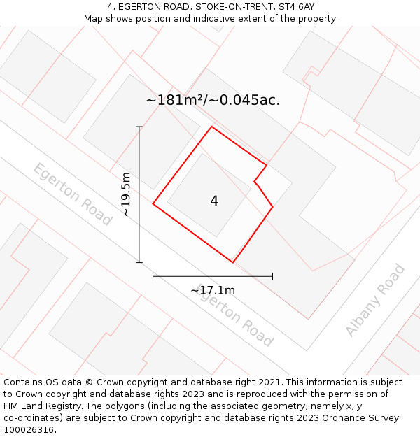 4, EGERTON ROAD, STOKE-ON-TRENT, ST4 6AY: Plot and title map