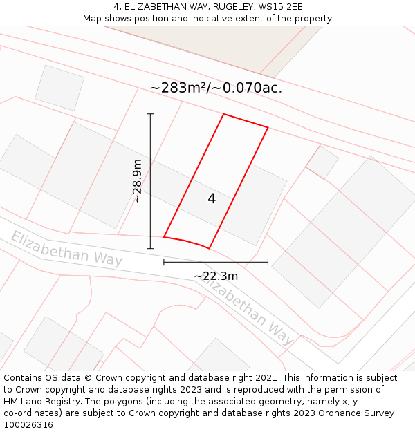 4, ELIZABETHAN WAY, RUGELEY, WS15 2EE: Plot and title map