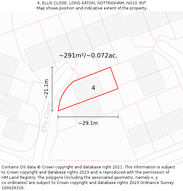 4, ELLIS CLOSE, LONG EATON, NOTTINGHAM, NG10 3NT: Plot and title map