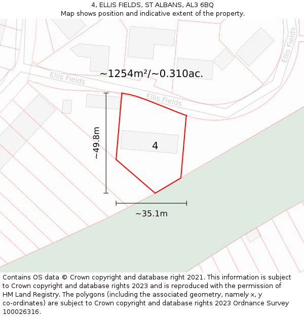 4, ELLIS FIELDS, ST ALBANS, AL3 6BQ: Plot and title map