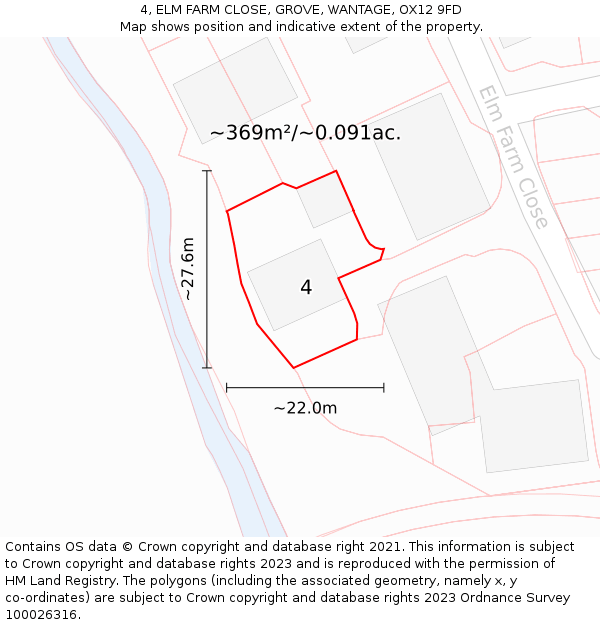 4, ELM FARM CLOSE, GROVE, WANTAGE, OX12 9FD: Plot and title map