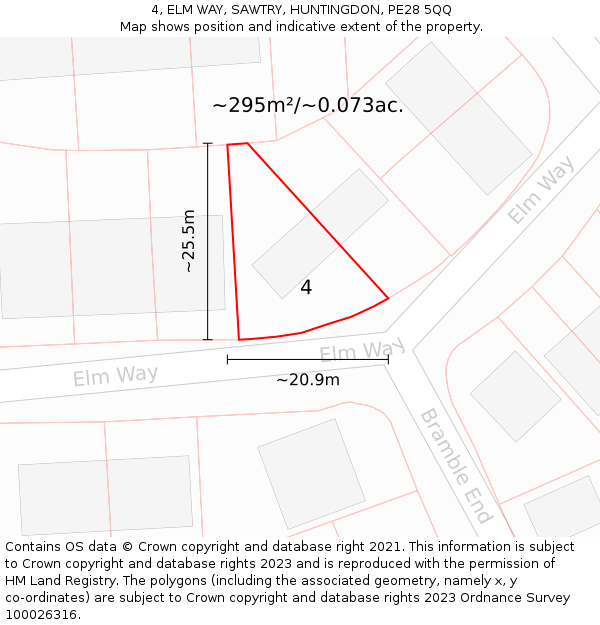 4, ELM WAY, SAWTRY, HUNTINGDON, PE28 5QQ: Plot and title map