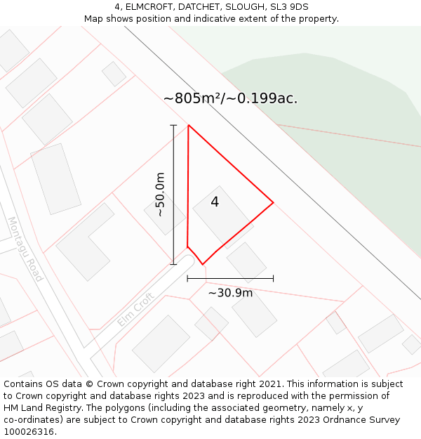 4, ELMCROFT, DATCHET, SLOUGH, SL3 9DS: Plot and title map