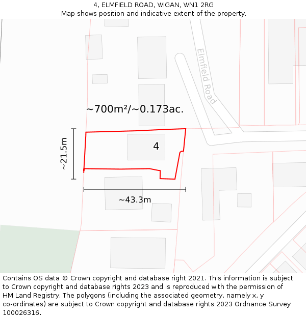 4, ELMFIELD ROAD, WIGAN, WN1 2RG: Plot and title map