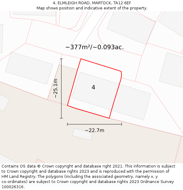 4, ELMLEIGH ROAD, MARTOCK, TA12 6EF: Plot and title map