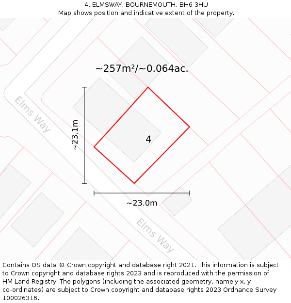 4, ELMSWAY, BOURNEMOUTH, BH6 3HU: Plot and title map