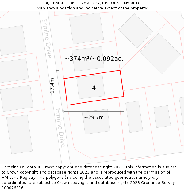 4, ERMINE DRIVE, NAVENBY, LINCOLN, LN5 0HB: Plot and title map