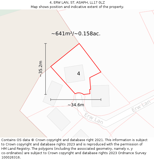 4, ERW LAN, ST. ASAPH, LL17 0LZ: Plot and title map