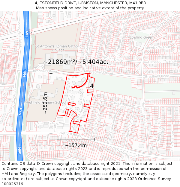 4, ESTONFIELD DRIVE, URMSTON, MANCHESTER, M41 9RR: Plot and title map