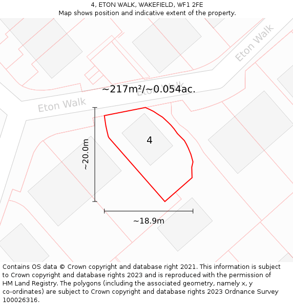 4, ETON WALK, WAKEFIELD, WF1 2FE: Plot and title map