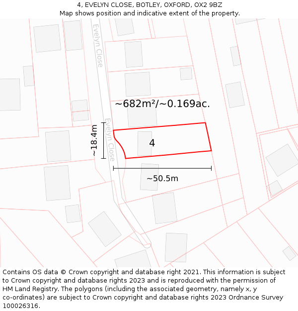 4, EVELYN CLOSE, BOTLEY, OXFORD, OX2 9BZ: Plot and title map