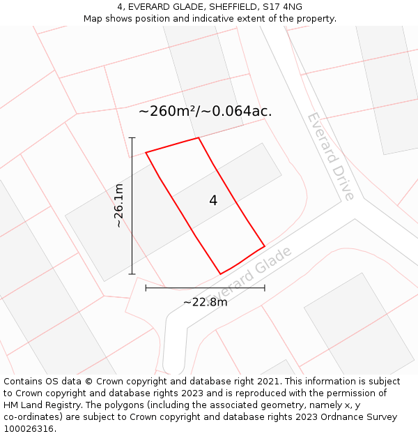 4, EVERARD GLADE, SHEFFIELD, S17 4NG: Plot and title map