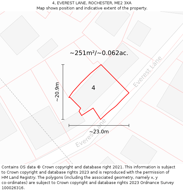 4, EVEREST LANE, ROCHESTER, ME2 3XA: Plot and title map