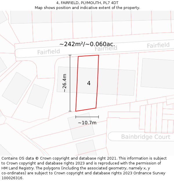 4, FAIRFIELD, PLYMOUTH, PL7 4DT: Plot and title map