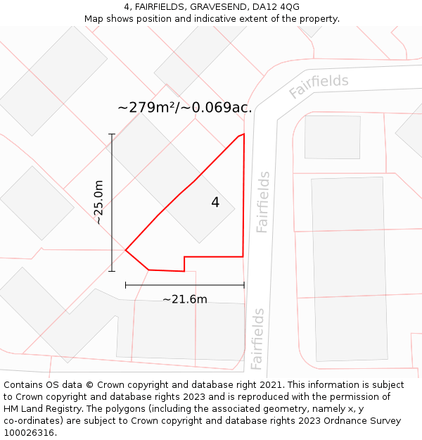 4, FAIRFIELDS, GRAVESEND, DA12 4QG: Plot and title map