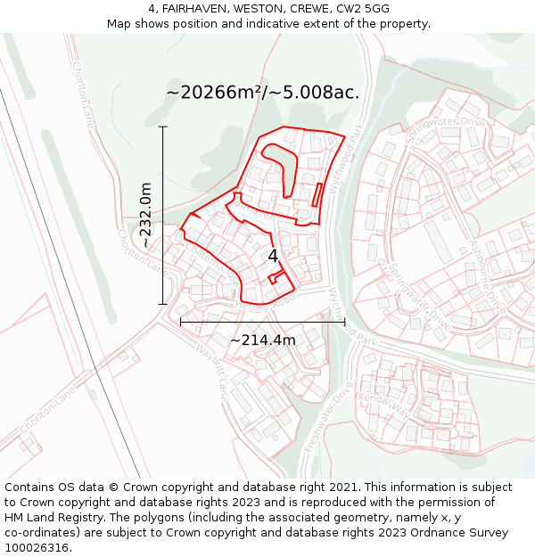 4, FAIRHAVEN, WESTON, CREWE, CW2 5GG: Plot and title map