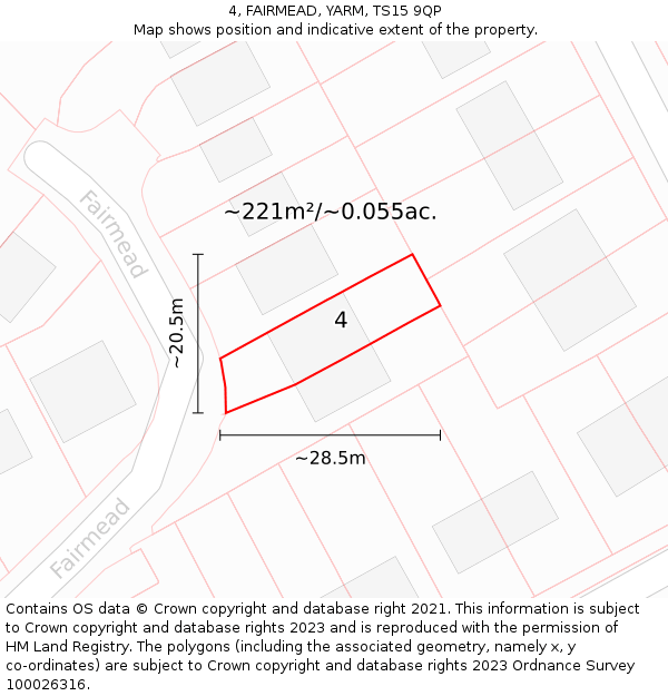 4, FAIRMEAD, YARM, TS15 9QP: Plot and title map