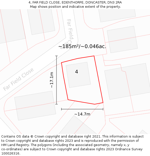 4, FAR FIELD CLOSE, EDENTHORPE, DONCASTER, DN3 2RA: Plot and title map