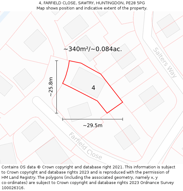 4, FARFIELD CLOSE, SAWTRY, HUNTINGDON, PE28 5PG: Plot and title map