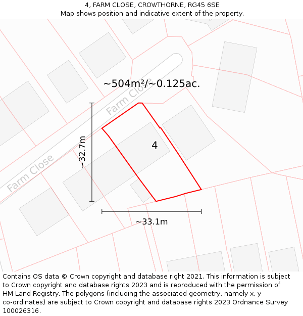 4, FARM CLOSE, CROWTHORNE, RG45 6SE: Plot and title map