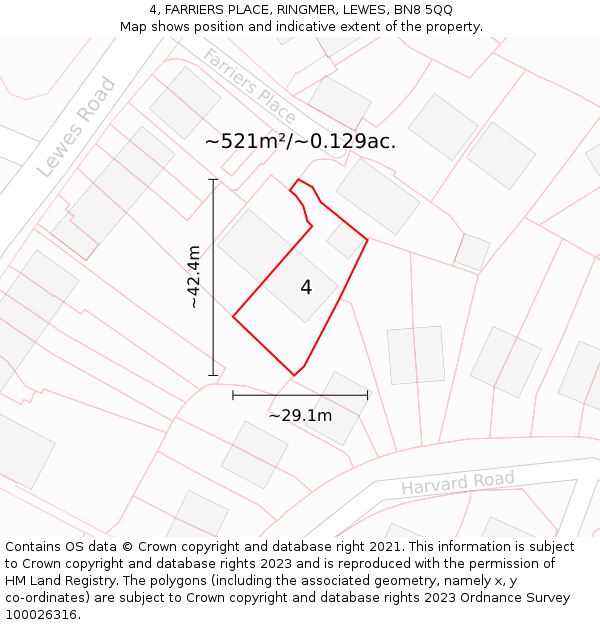 4, FARRIERS PLACE, RINGMER, LEWES, BN8 5QQ: Plot and title map