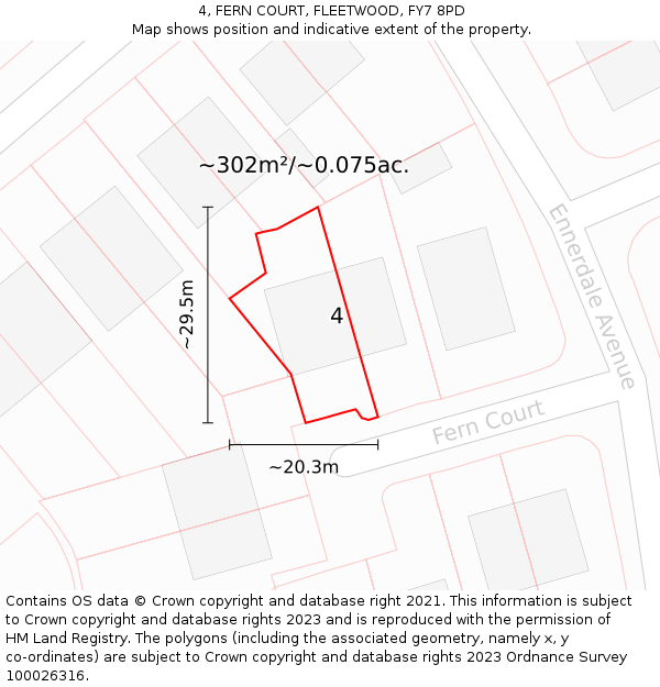 4, FERN COURT, FLEETWOOD, FY7 8PD: Plot and title map