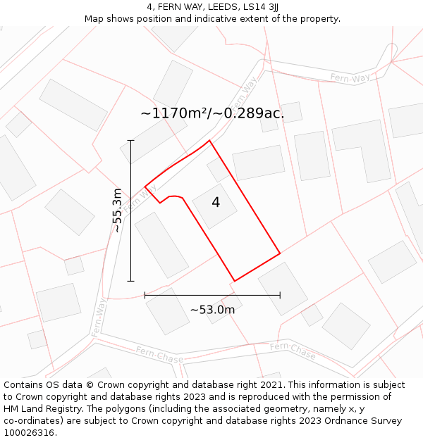 4, FERN WAY, LEEDS, LS14 3JJ: Plot and title map