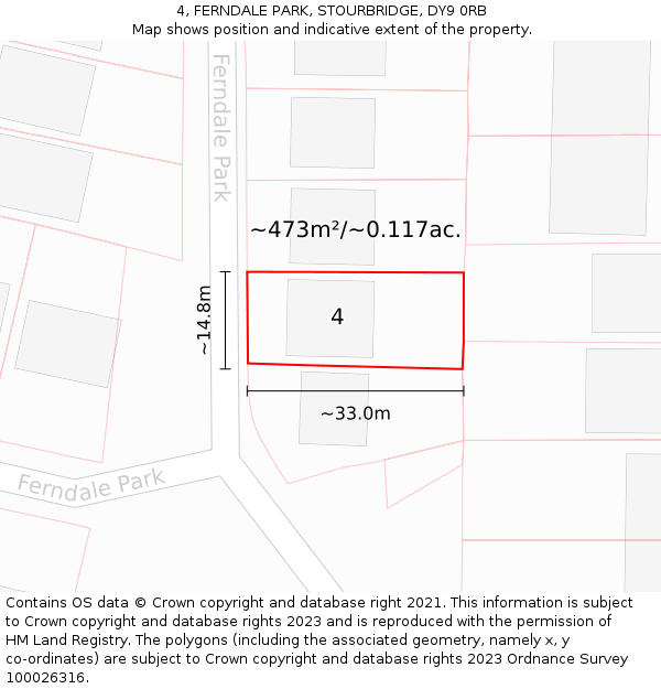 4, FERNDALE PARK, STOURBRIDGE, DY9 0RB: Plot and title map
