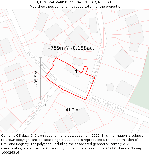 4, FESTIVAL PARK DRIVE, GATESHEAD, NE11 9TT: Plot and title map