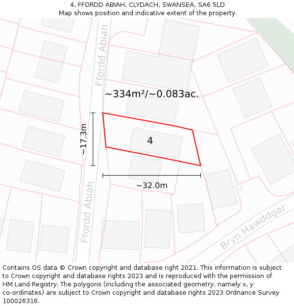 4, FFORDD ABIAH, CLYDACH, SWANSEA, SA6 5LD: Plot and title map
