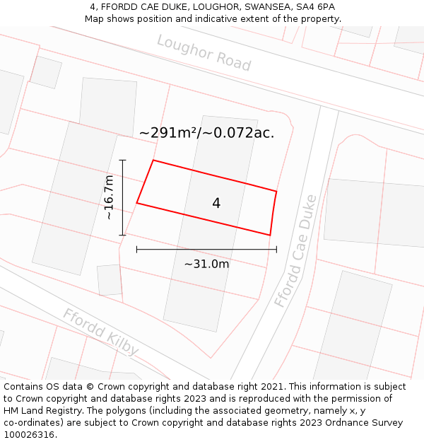 4, FFORDD CAE DUKE, LOUGHOR, SWANSEA, SA4 6PA: Plot and title map