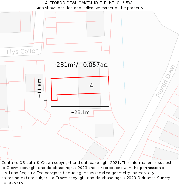 4, FFORDD DEWI, OAKENHOLT, FLINT, CH6 5WU: Plot and title map