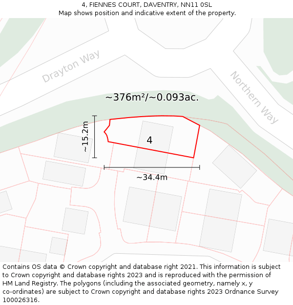 4, FIENNES COURT, DAVENTRY, NN11 0SL: Plot and title map
