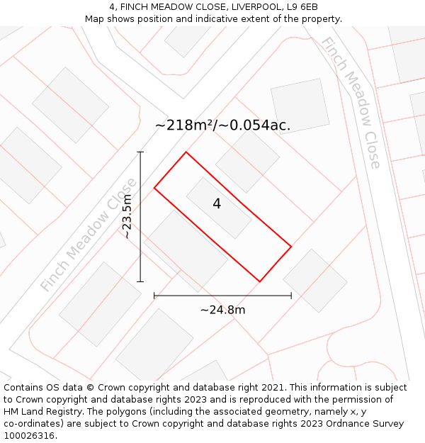 4, FINCH MEADOW CLOSE, LIVERPOOL, L9 6EB: Plot and title map