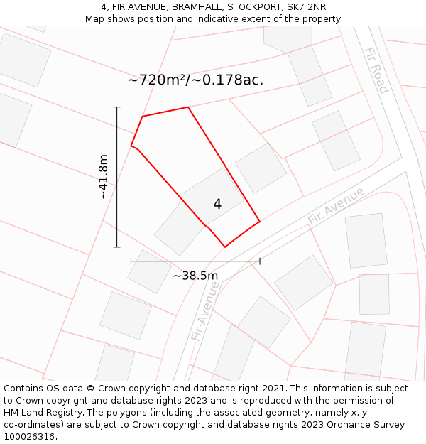 4, FIR AVENUE, BRAMHALL, STOCKPORT, SK7 2NR: Plot and title map