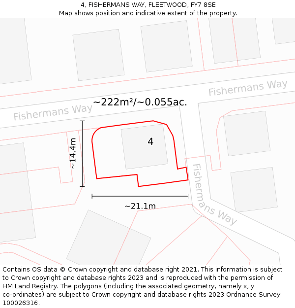 4, FISHERMANS WAY, FLEETWOOD, FY7 8SE: Plot and title map