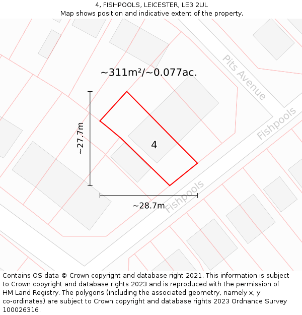 4, FISHPOOLS, LEICESTER, LE3 2UL: Plot and title map