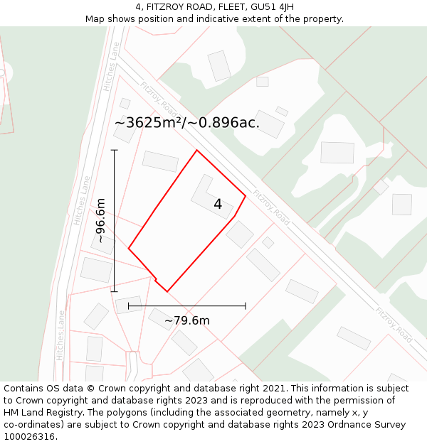 4, FITZROY ROAD, FLEET, GU51 4JH: Plot and title map