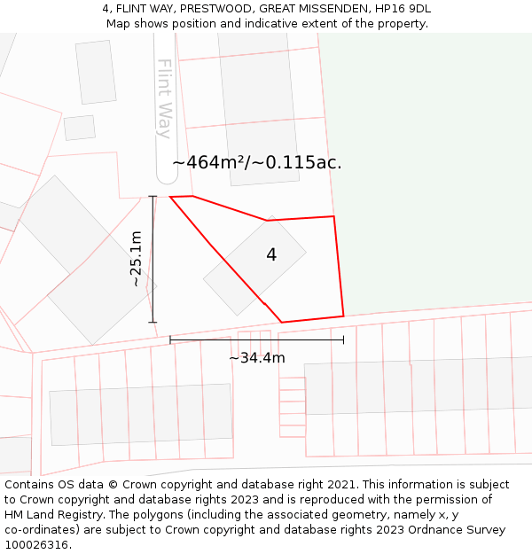 4, FLINT WAY, PRESTWOOD, GREAT MISSENDEN, HP16 9DL: Plot and title map