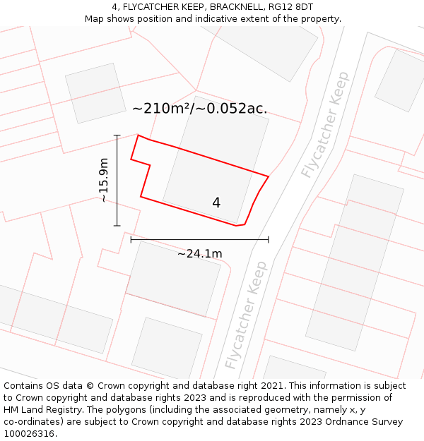 4, FLYCATCHER KEEP, BRACKNELL, RG12 8DT: Plot and title map