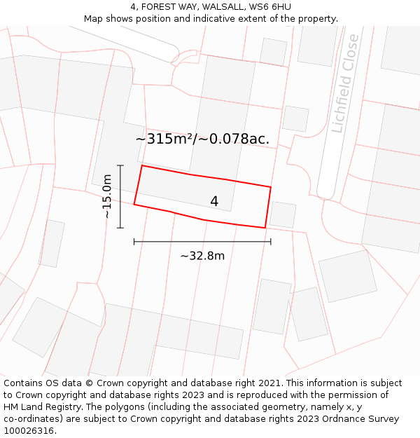 4, FOREST WAY, WALSALL, WS6 6HU: Plot and title map