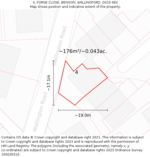 4, FORGE CLOSE, BENSON, WALLINGFORD, OX10 6EX: Plot and title map