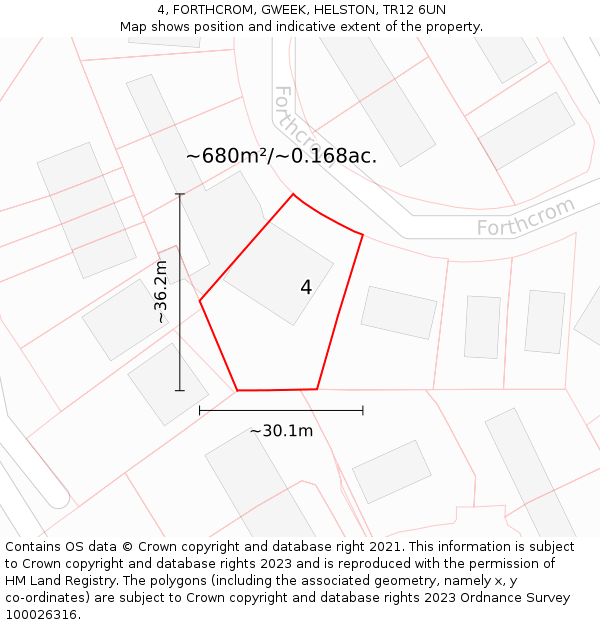 4, FORTHCROM, GWEEK, HELSTON, TR12 6UN: Plot and title map