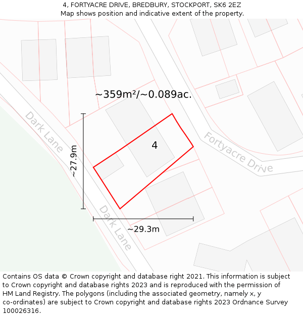 4, FORTYACRE DRIVE, BREDBURY, STOCKPORT, SK6 2EZ: Plot and title map